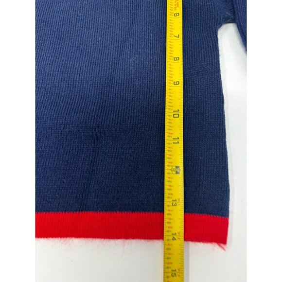 VTG 70s 80 Knit Kids Sweater Pullover Toddler Size 18 Mons Blue Teddy Bear Roses - Picture 9 of 12